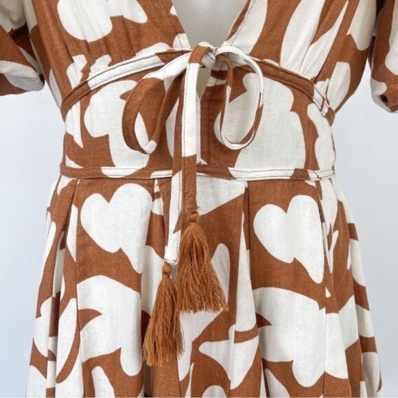 House of Harlow white & tan Puff Sleeve mini Dress 4 - Picture 5 of 14